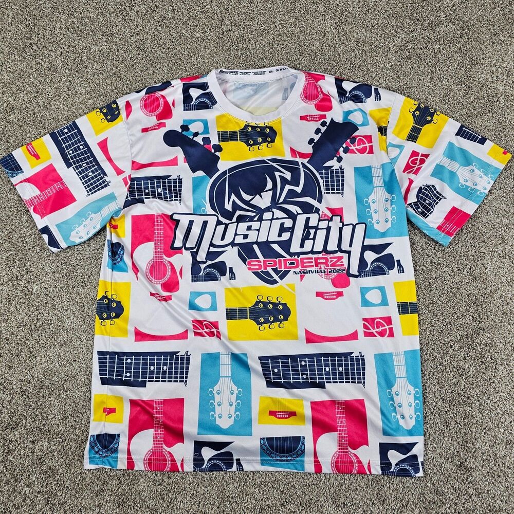 Spiderz Jersey Shirt Mens XL Nashville 2022 Colorful AOP Guitar Music City